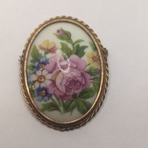 1930's Limoges porcelain brooch
